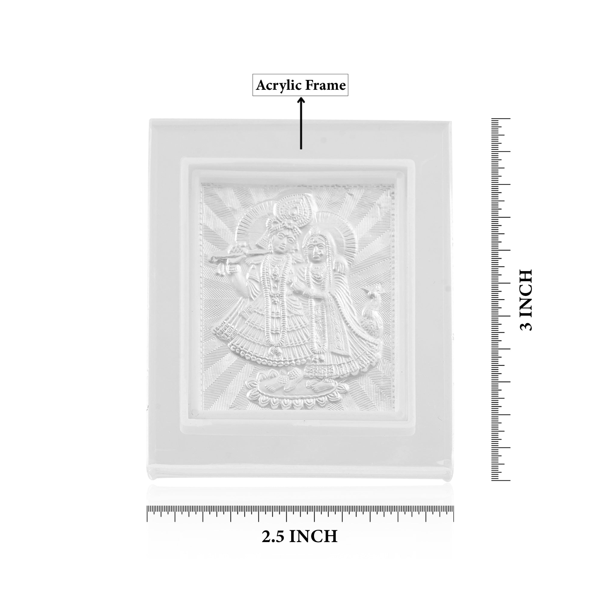 Tvish 999 Silver God Radha Krishna Acrylic Frame, L 2.5 x H 3.5 Inches