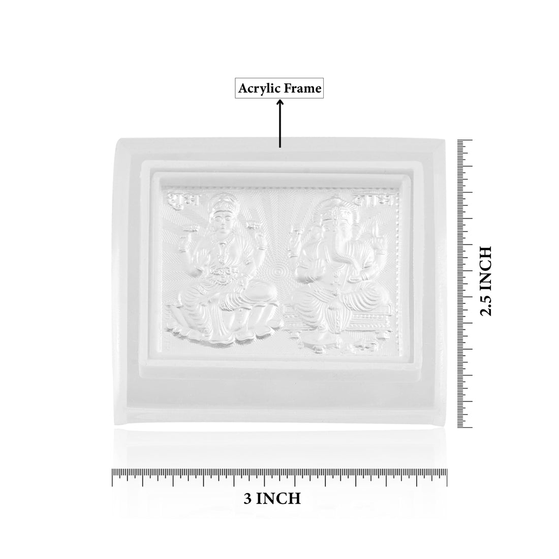 Tvish 999 Silver God Lakshmi and Ganesh Acrylic Frame, L 2.5 x H 3.5 Inches