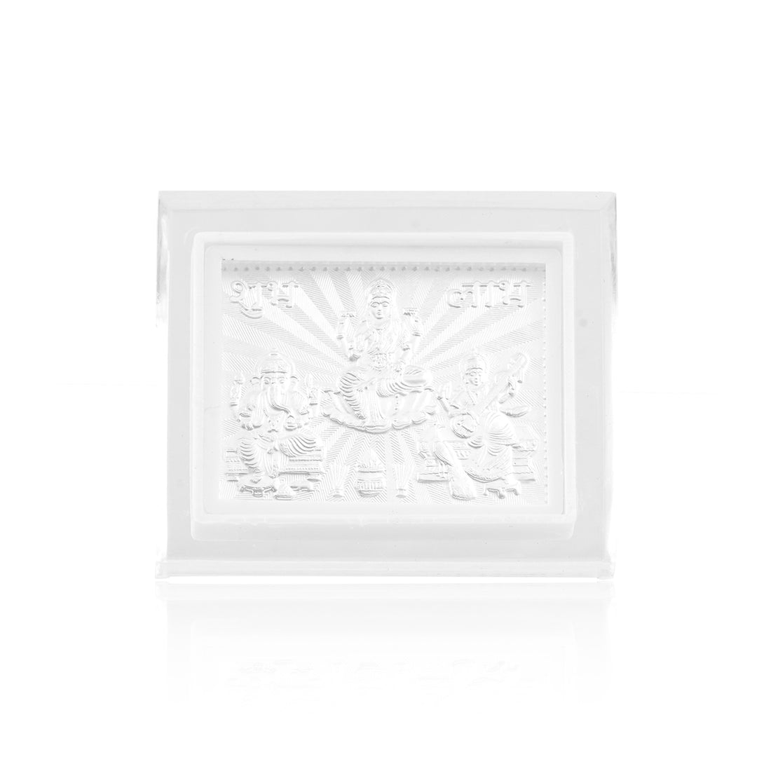 Tvish 999 Silver God Ganesh, Lakshmi & Sarasvati Acrylic Frame, L 2.5 x H 3.5 Inches