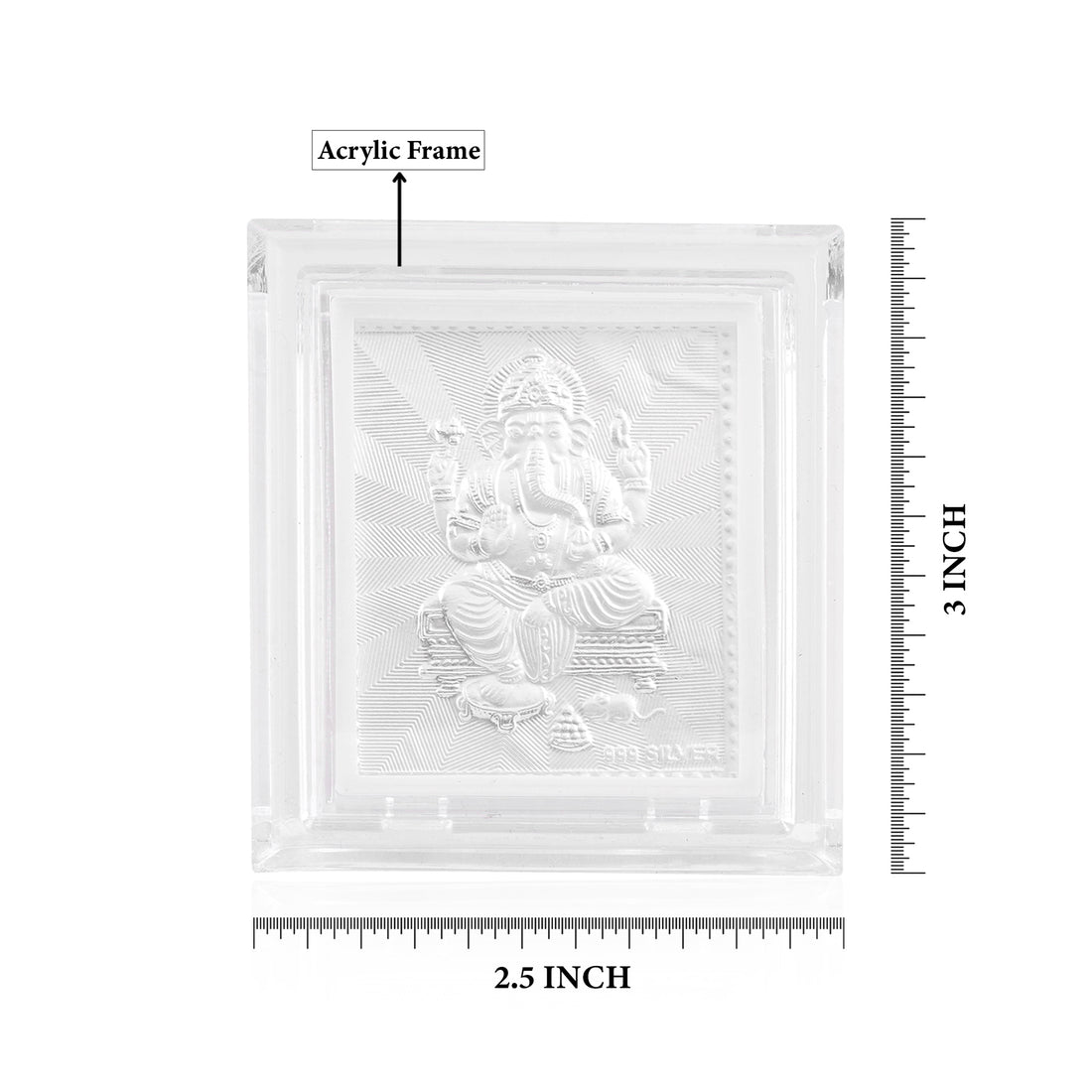 Tvish 999 Silver Ganeshji Acrylic Frame, L 2.5 x H 3.5 Inches