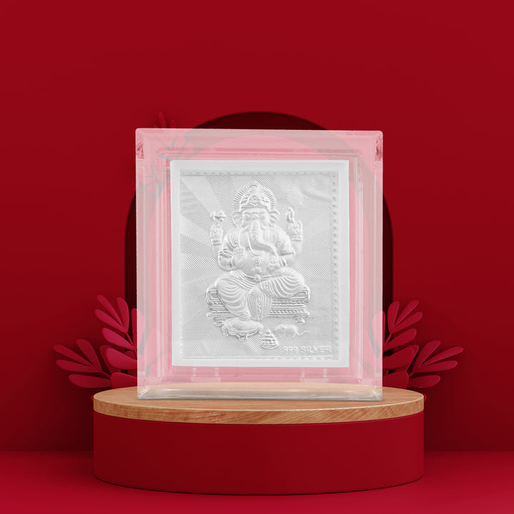 Tvish 999 Silver Ganeshji Acrylic Frame, L 2.5 x H 3.5 Inches