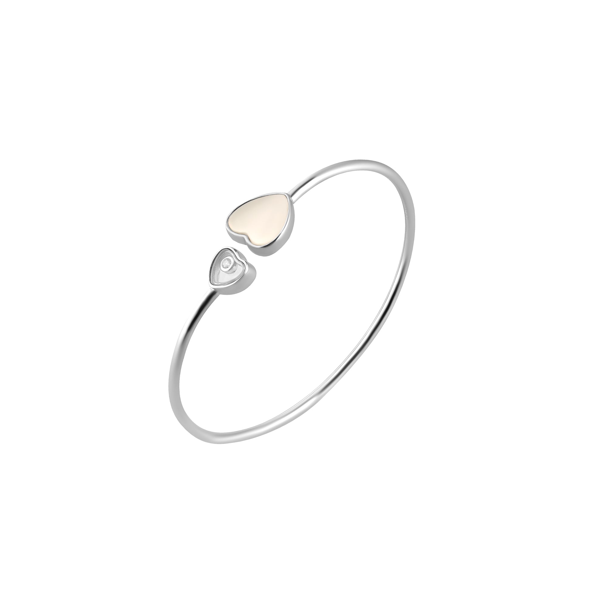 Double Heart Silver Kada