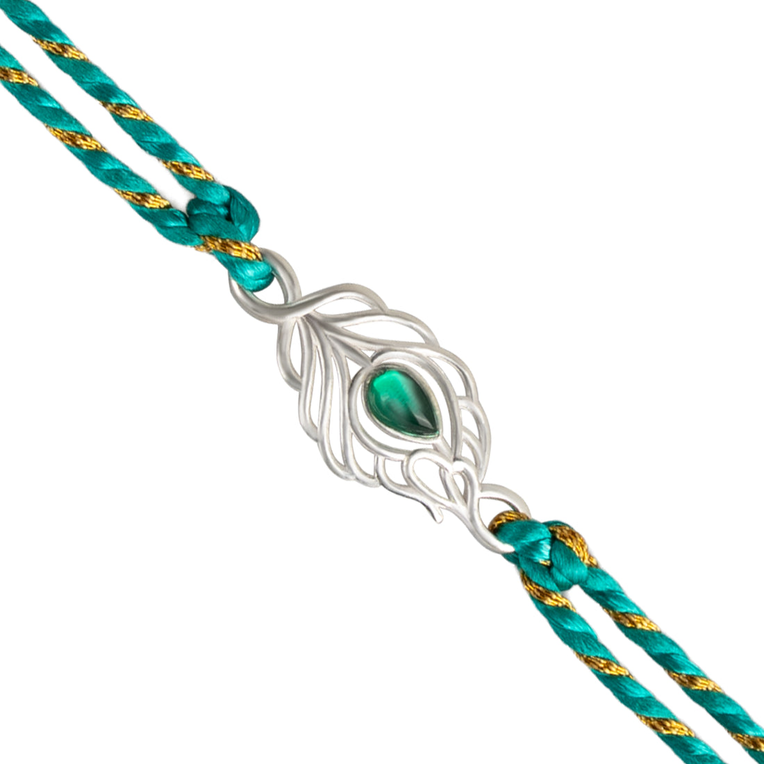 925 Sterling Silver Morpankh Rakhi for Brother | Traditional Raksha Bandhan Rakhi with Peacock Feather Design