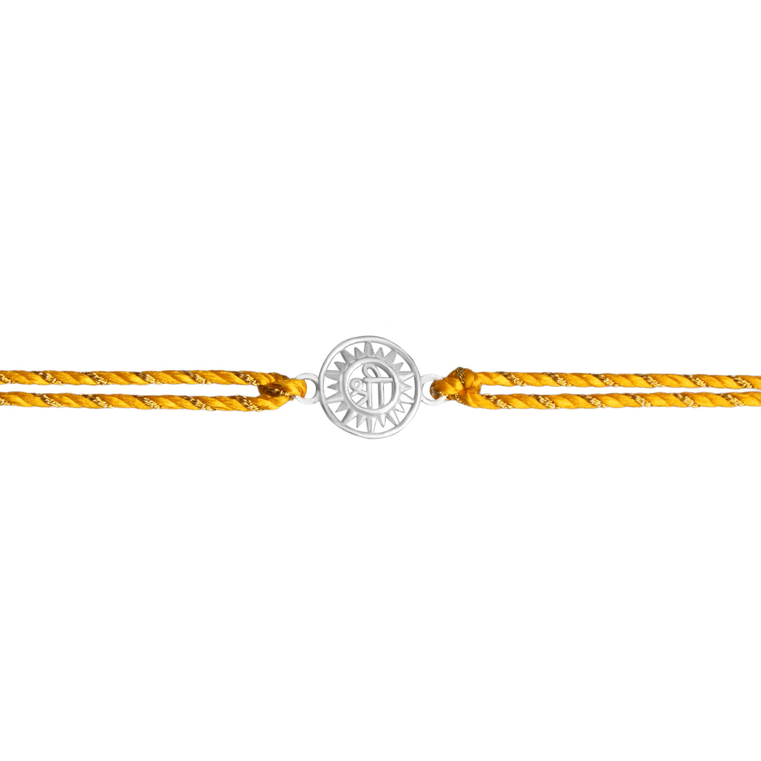 925 Sterling Silver Shree Rakhi for Brother | Radiant Sun-Inspired Design on Yellow Thread | Raksha Bandhan Gift
