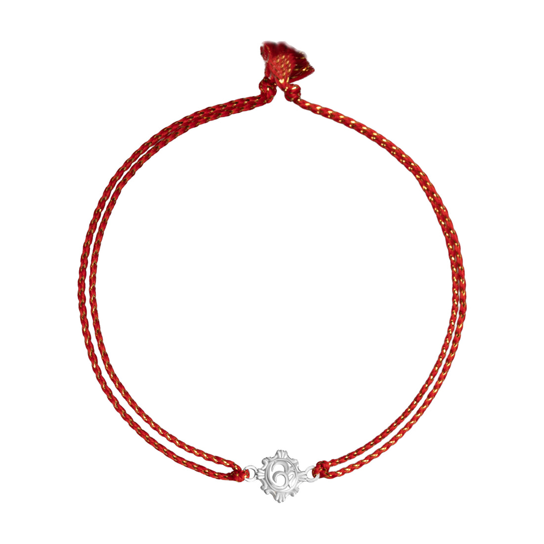 925 Sterling Silver Om Rakhi for Brother | Traditional Om Design Rakhi with Floral Frame & Red Thread
