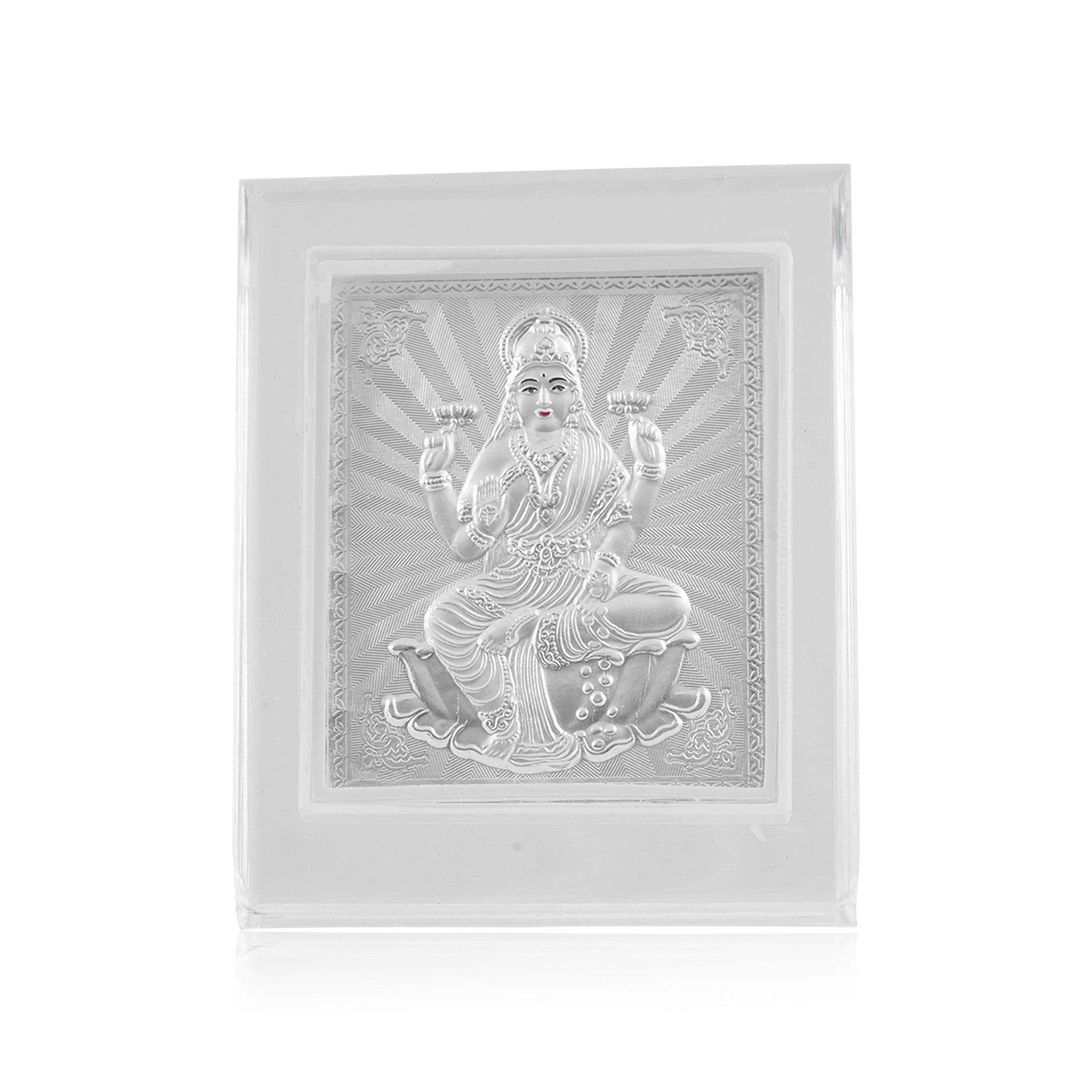 Tvish 999 Silver Laxmiji Acrylic Frame, L 4 x H 4.5 Inches