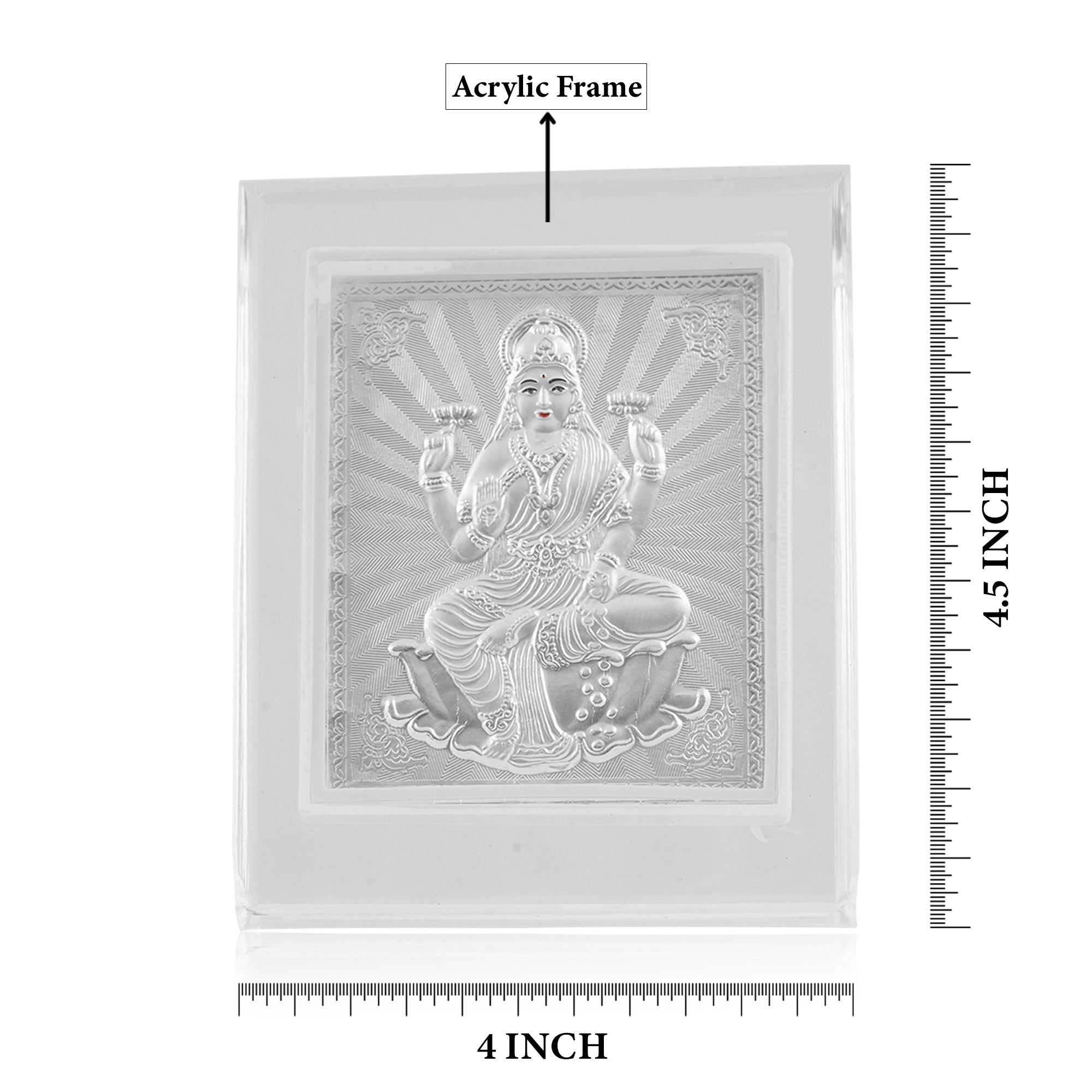 Tvish 999 Silver Laxmiji Acrylic Frame, L 4 x H 4.5 Inches