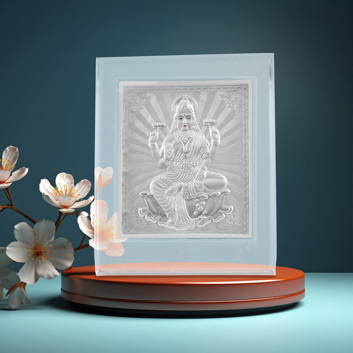 Tvish 999 Silver Laxmiji Acrylic Frame, L 4 x H 4.5 Inches