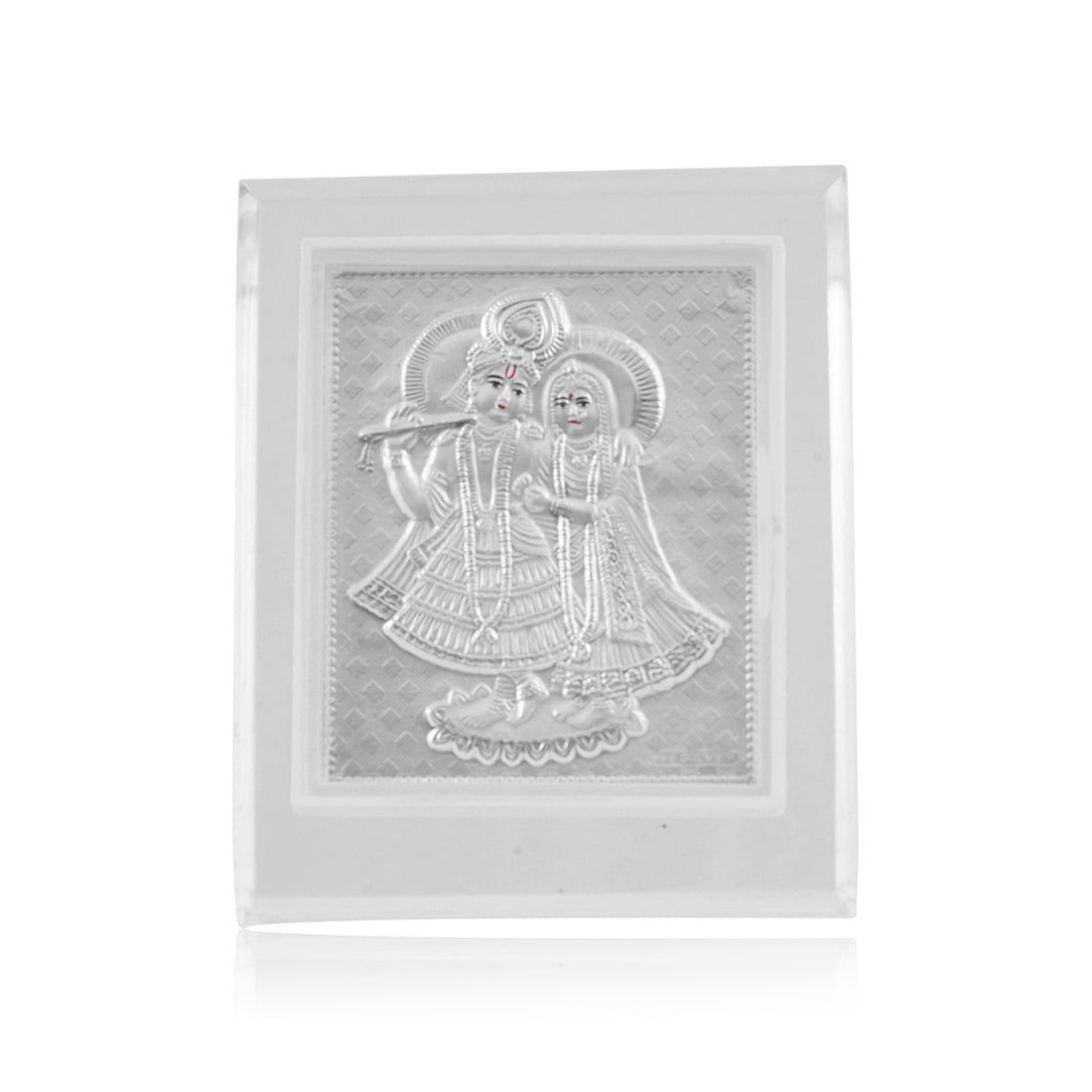 Tvish 999 Silver Radha Krishna Acrylic Frame, L 4 x H 4.5 Inches