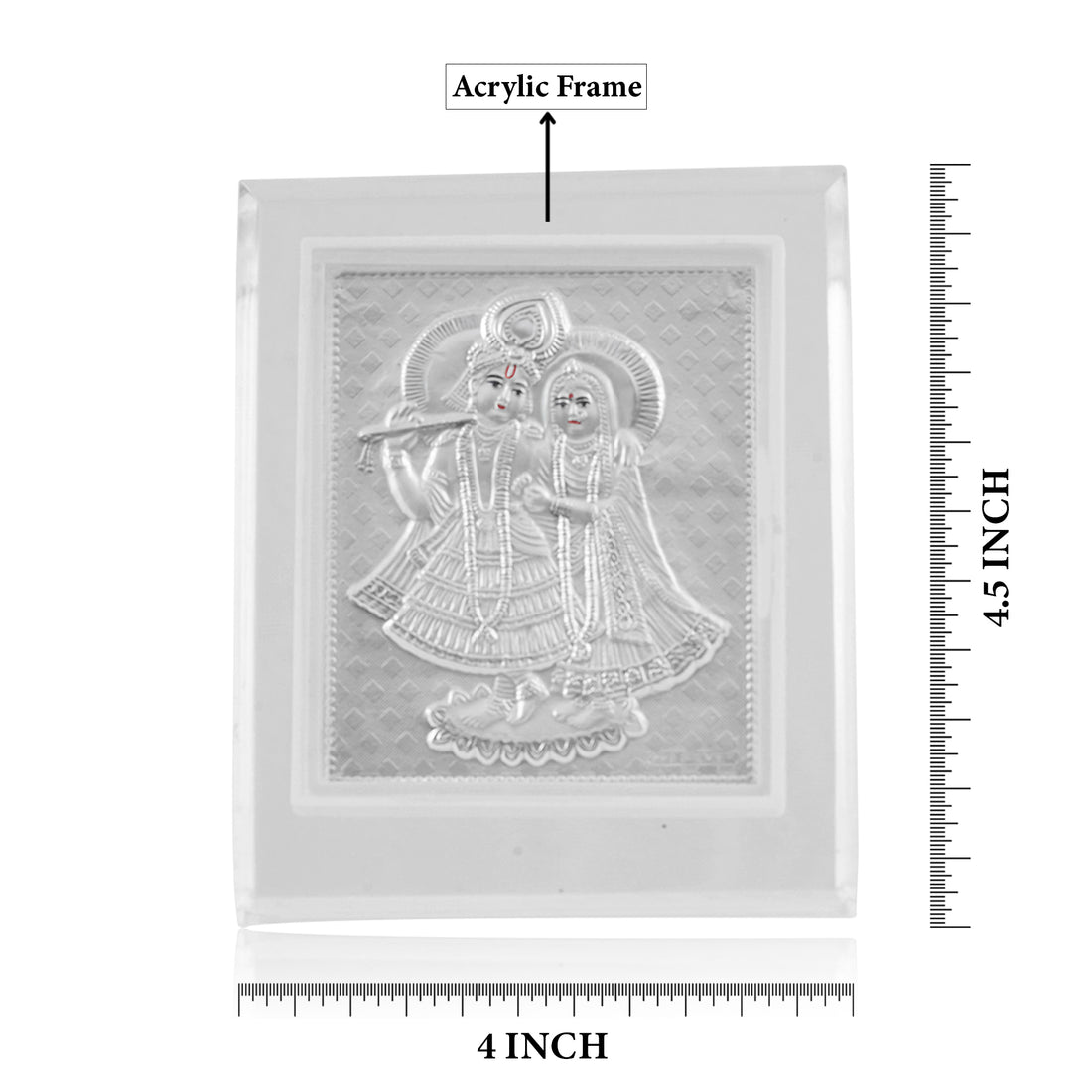 Tvish 999 Silver Radha Krishna Acrylic Frame, L 4 x H 4.5 Inches