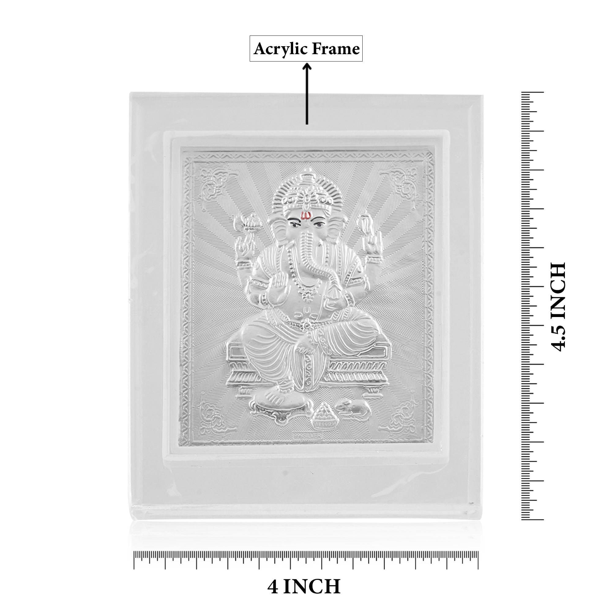 Tvish 999 Silver Ganeshji Acrylic Frame, L 4 x H 4.5 Inches