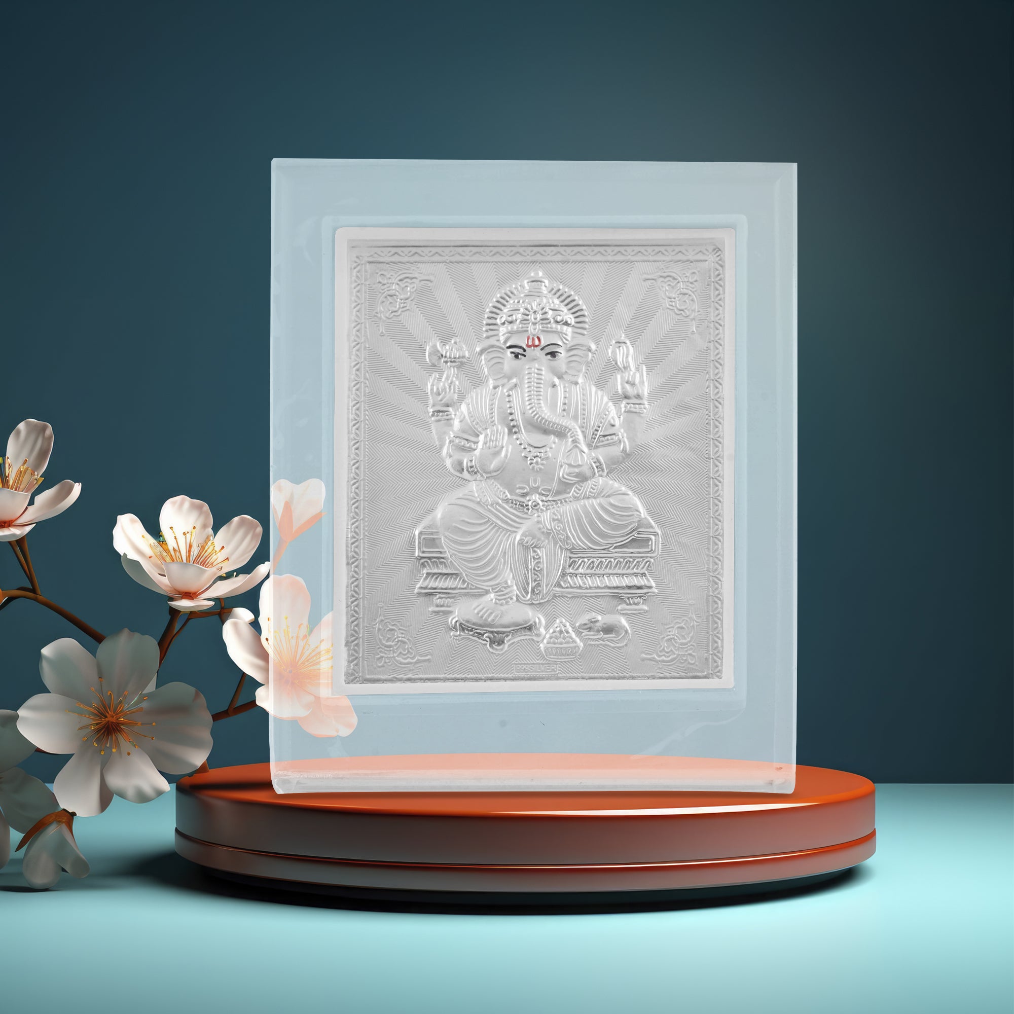 Tvish 999 Silver Ganeshji Acrylic Frame, L 4 x H 4.5 Inches