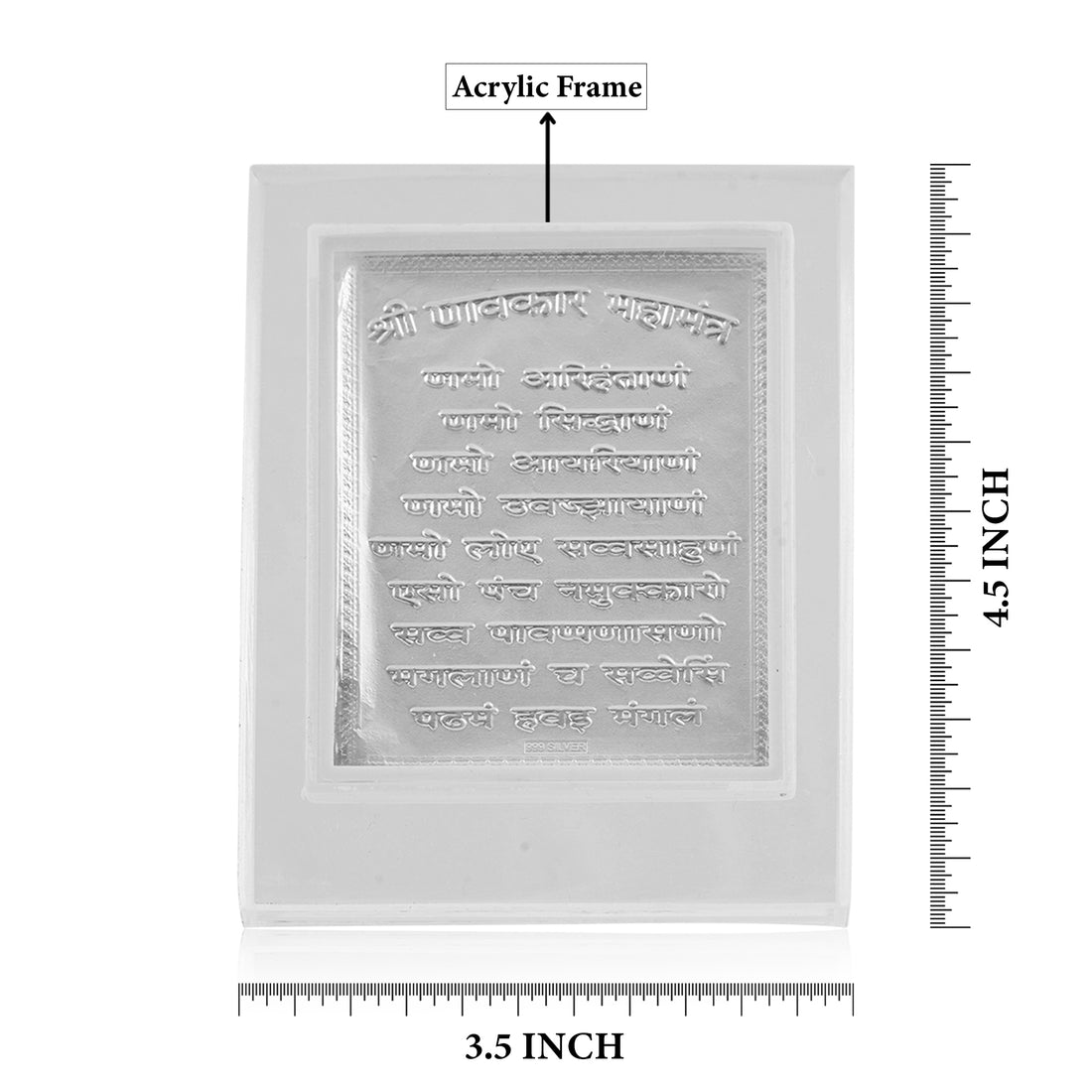 Tvish 999 Silver Navkar Mantra Acrylic Frame, L 3.5 x H 4.5 Inches
