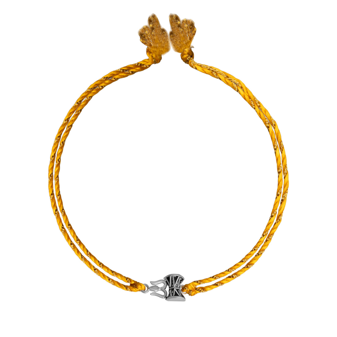 925 Sterling Silver Trishul Damru Rakhi for Brother | Yellow Thread Rakhi with Mahadev Symbol