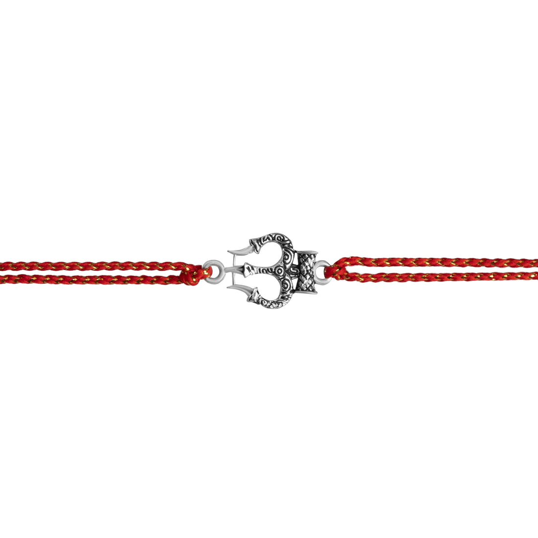 925 Silver Trishul Om Rakhi for Brother – Spiritual Raksha Bandhan Bracelet with Red Thread
