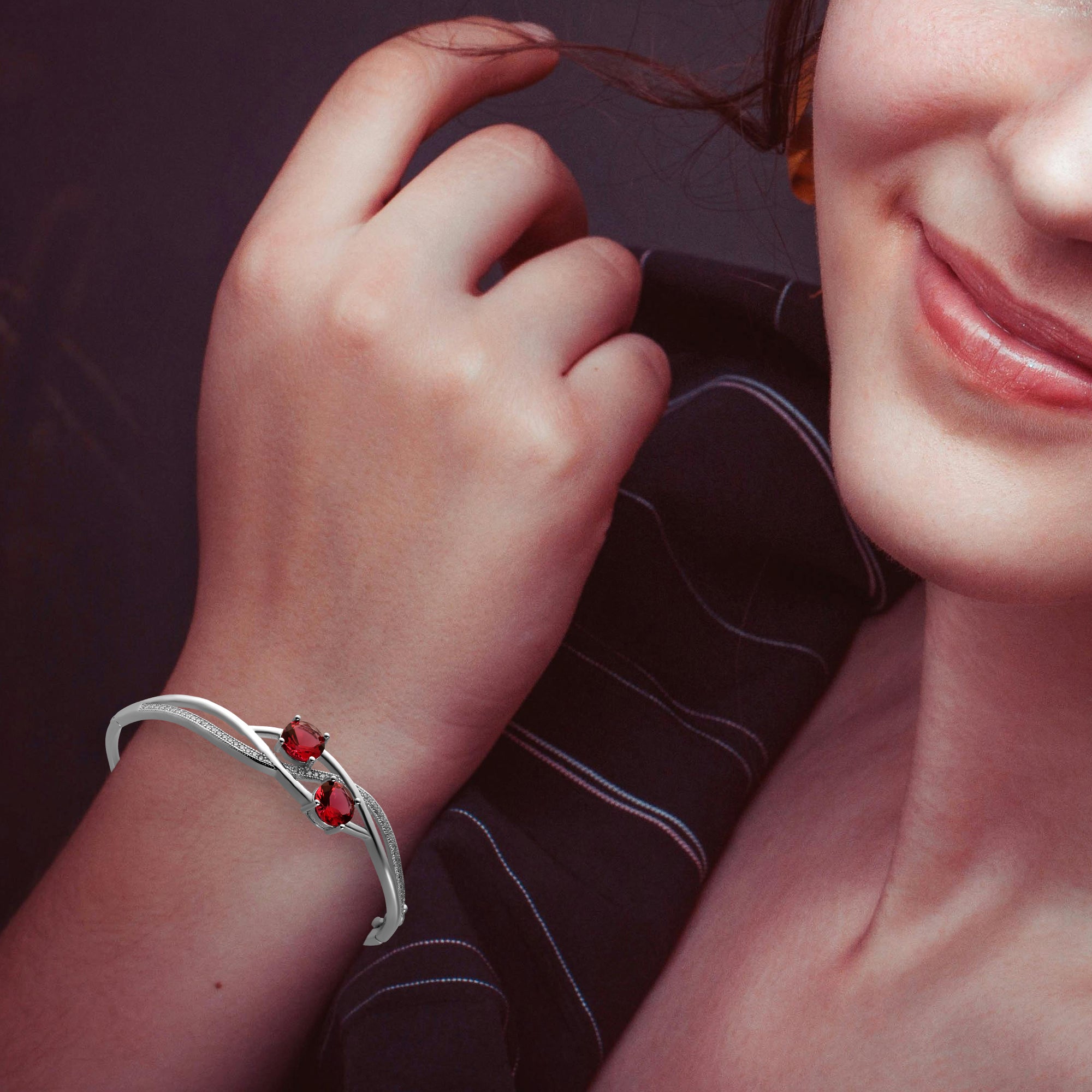 Elegant Pink Double Diamond Kada