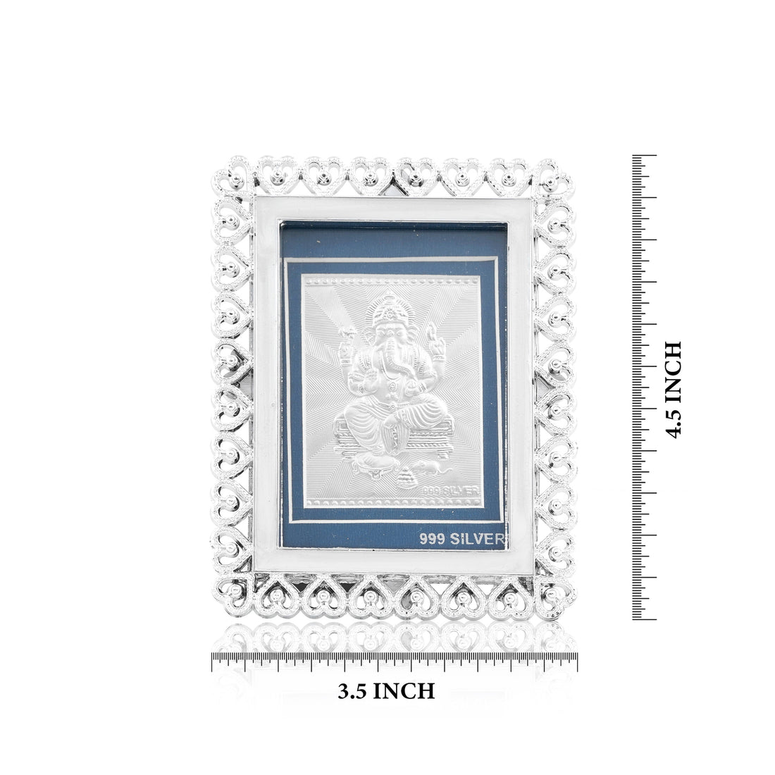 Tvish 999 Silver Ganeshji Metal Frame, L 3.5 x H 4.5 Inches
