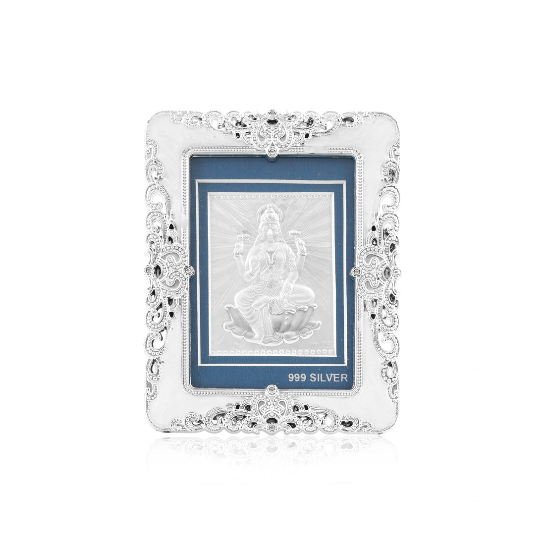 Tvish 999 Silver Lakshmiji Metal Frame, L 3.5 x H 4.5 Inches