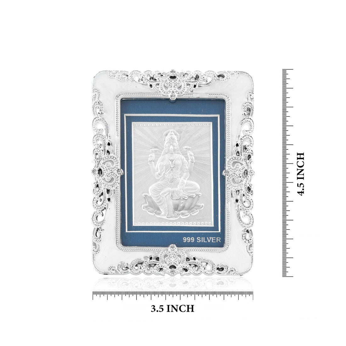 Tvish 999 Silver Lakshmiji Metal Frame, L 3.5 x H 4.5 Inches