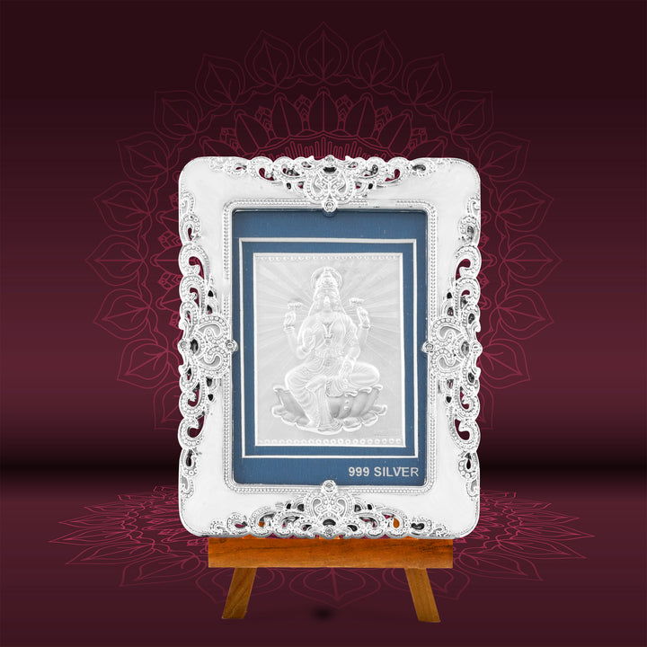Tvish 999 Silver Lakshmiji Metal Frame, L 3.5 x H 4.5 Inches