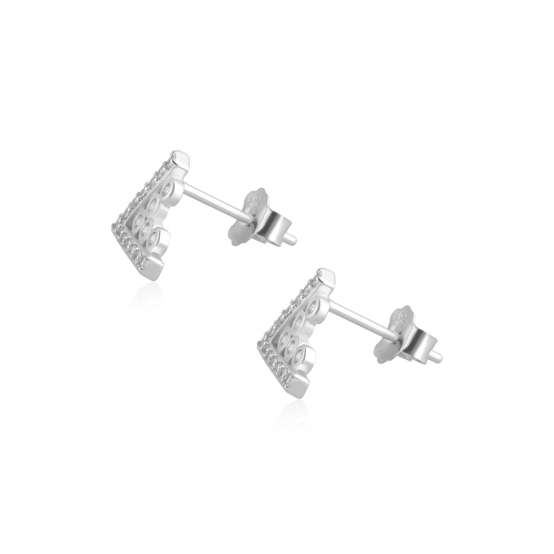 V Diamond Studded Earrings