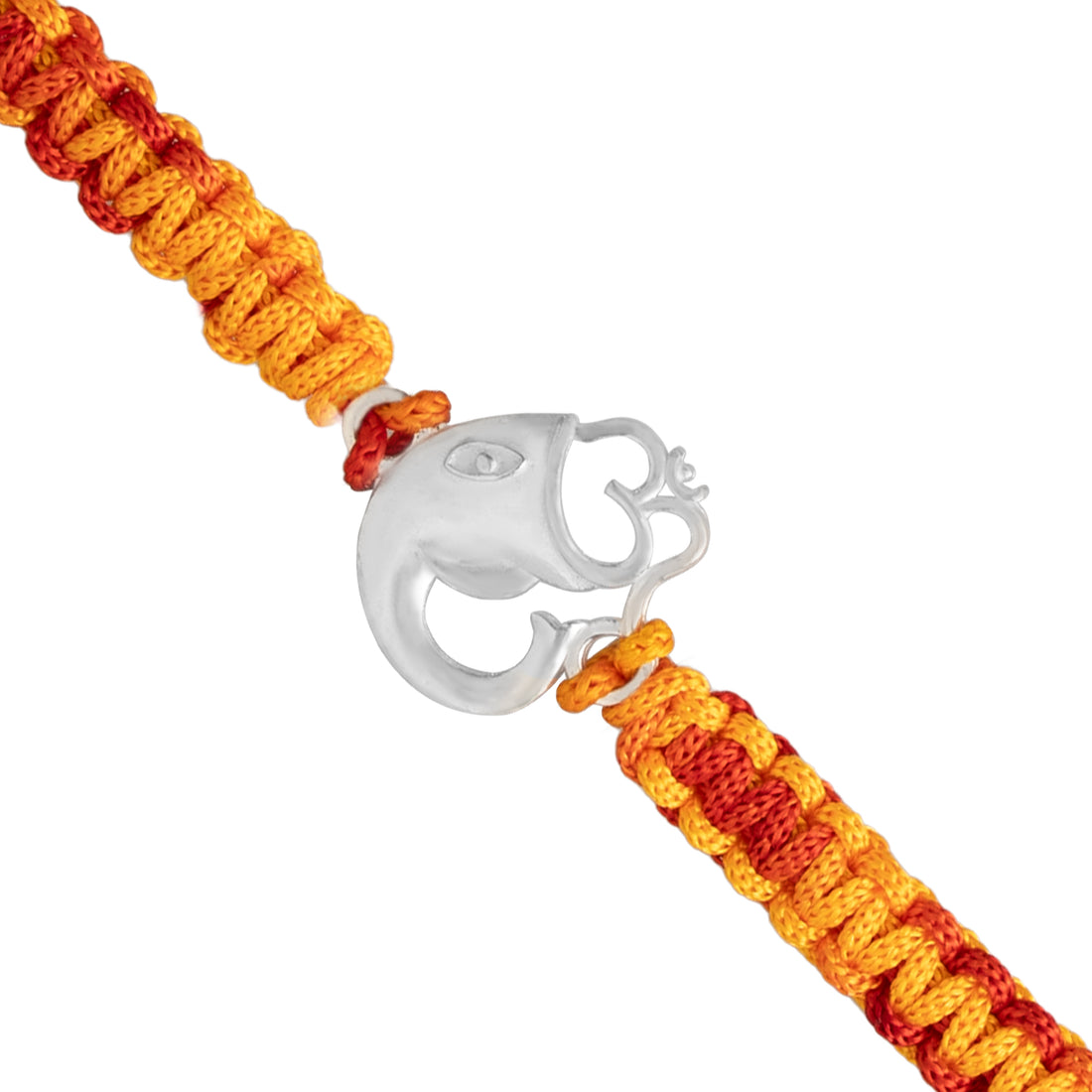 925 Sterling Silver Ganesh Om Rakhi for Brother | Pure Silver Raksha Bandhan Rakhi Thread | Traditional Ganpati Om Rakhi for Men | Hallmarked Silver Rakhi