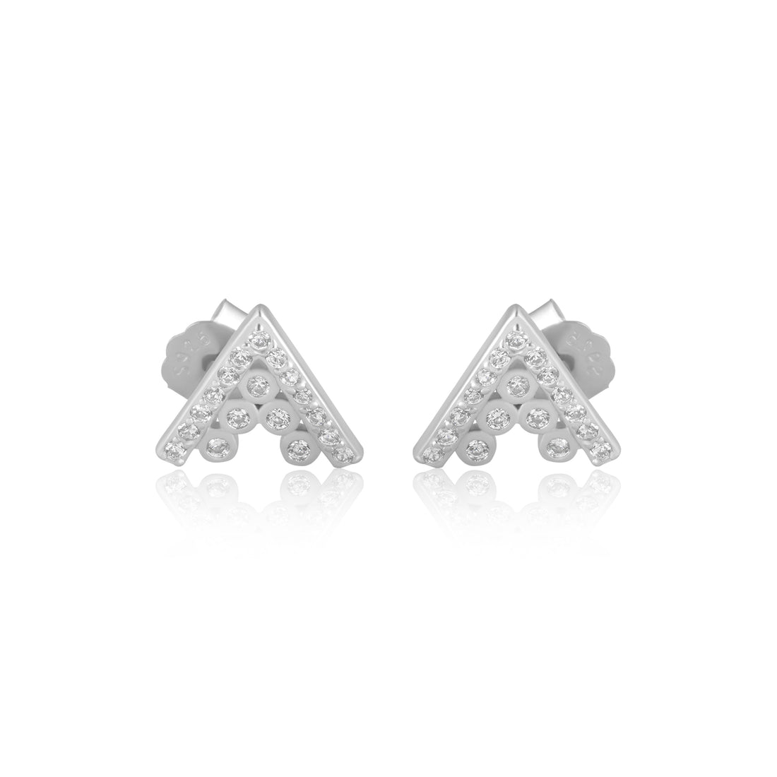 V Diamond Studded Earrings