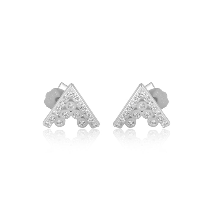 V Diamond Studded Earrings