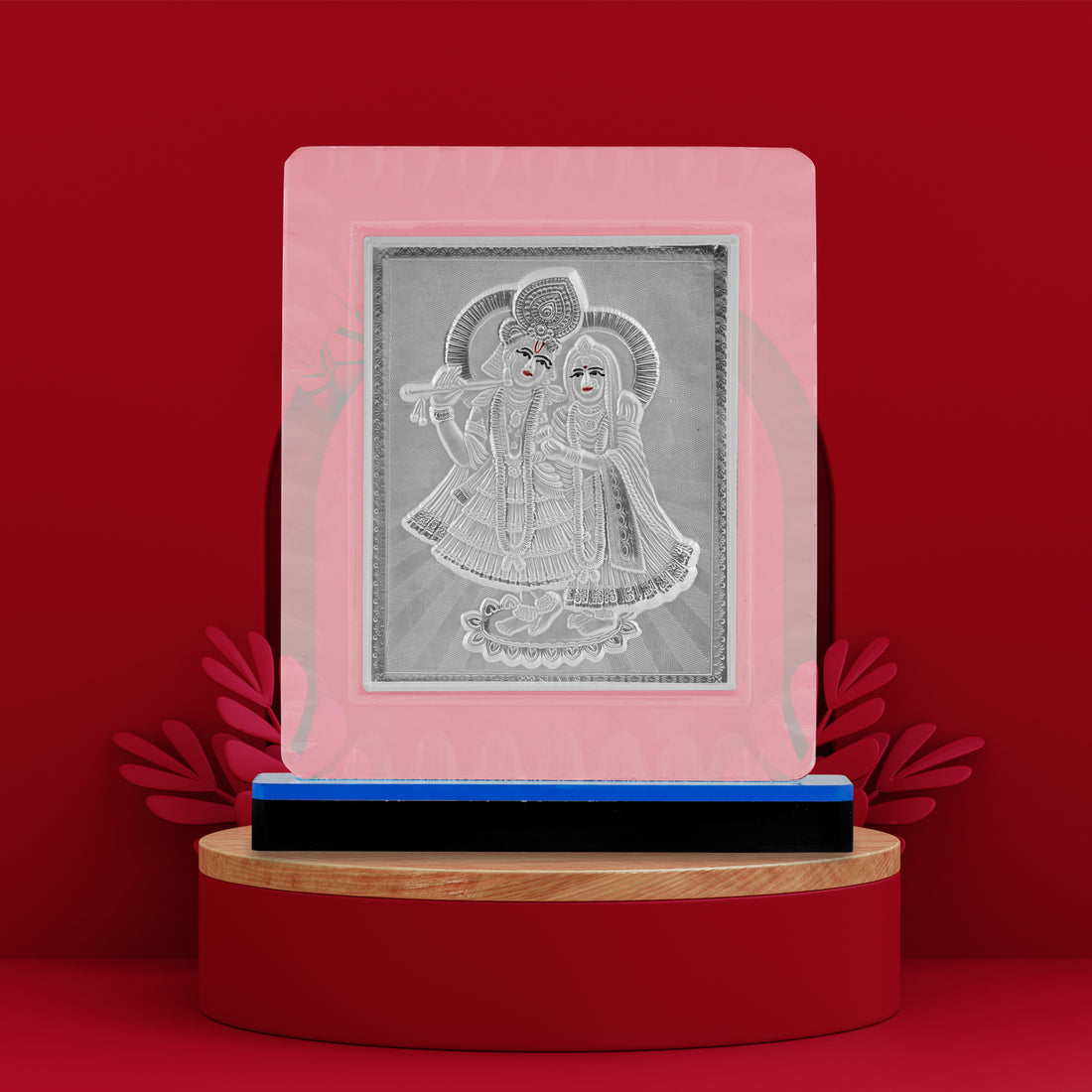 Tvish 999 Silver Radha Krishna Acrylic Frame, L 4.5 x H 5 Inches