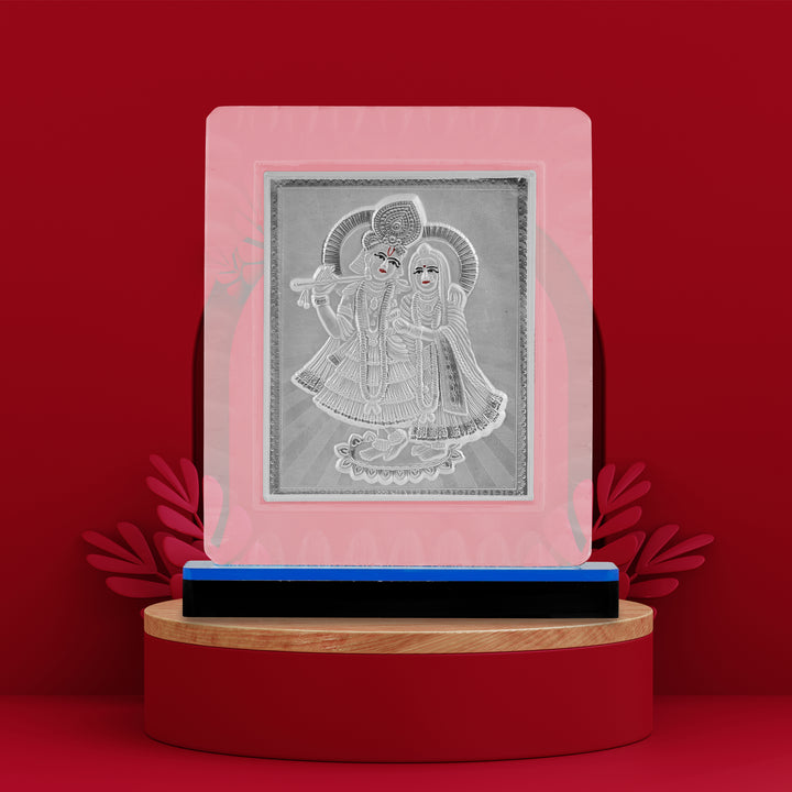 Tvish 999 Silver Radha Krishna Acrylic Frame, L 4.5 x H 5 Inches