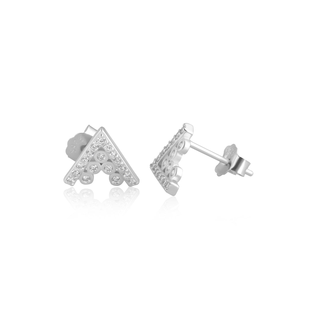 V Diamond Studded Earrings