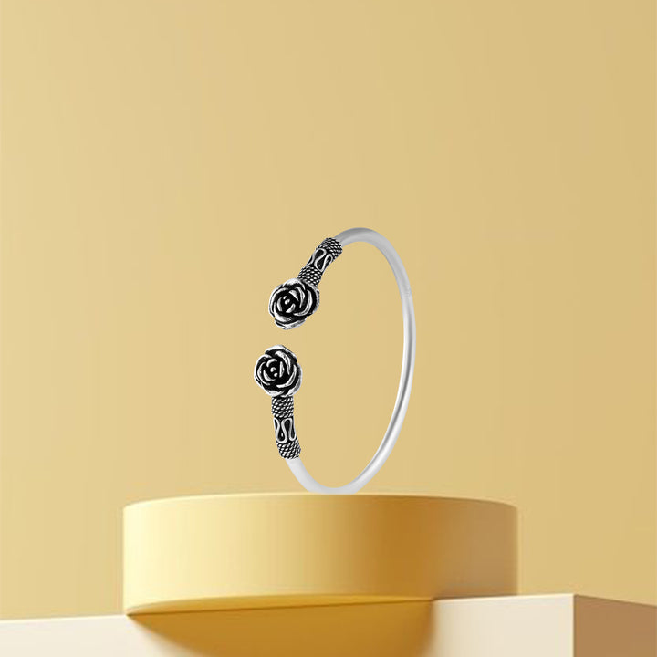 Double Sided Rose Oxidized Kada