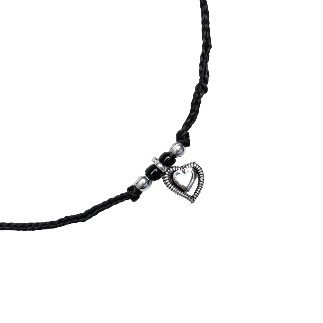 Double Heart Oxidized Anklet
