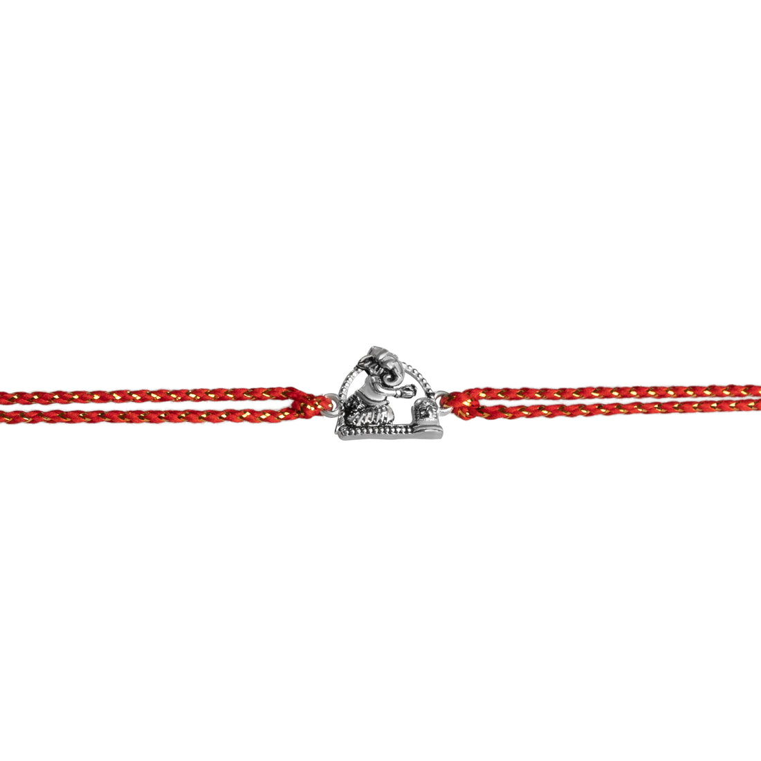 925 Silver Shiv Bhakt Ganesh Rakhi for Brother | Spiritual Raksha Bandhan Thread Symbolizing Devotion & Blessings | Pure Silver Devotional Rakhi for Men