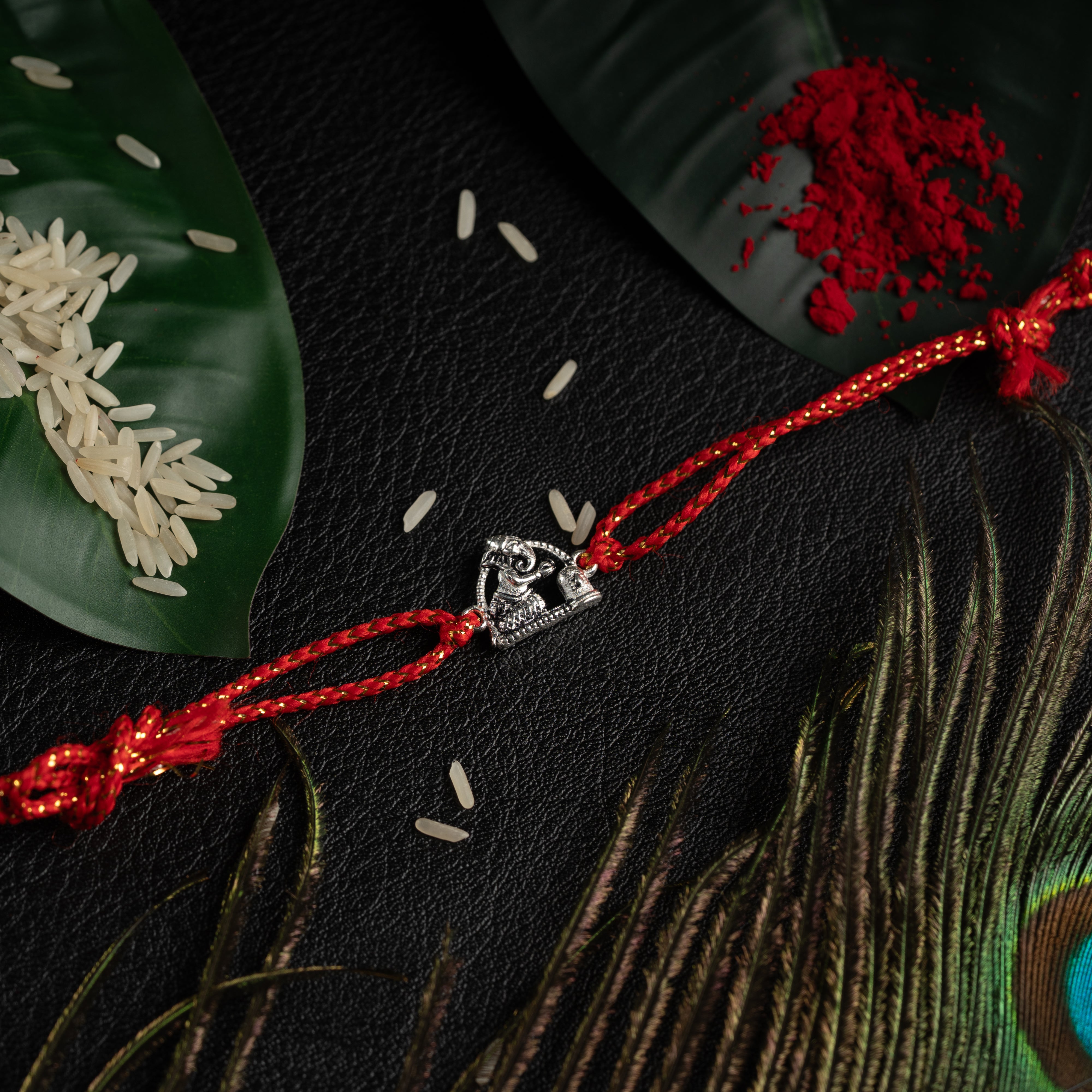 925 Silver Shiv Bhakt Ganesh Rakhi for Brother | Spiritual Raksha Bandhan Thread Symbolizing Devotion & Blessings | Pure Silver Devotional Rakhi for Men