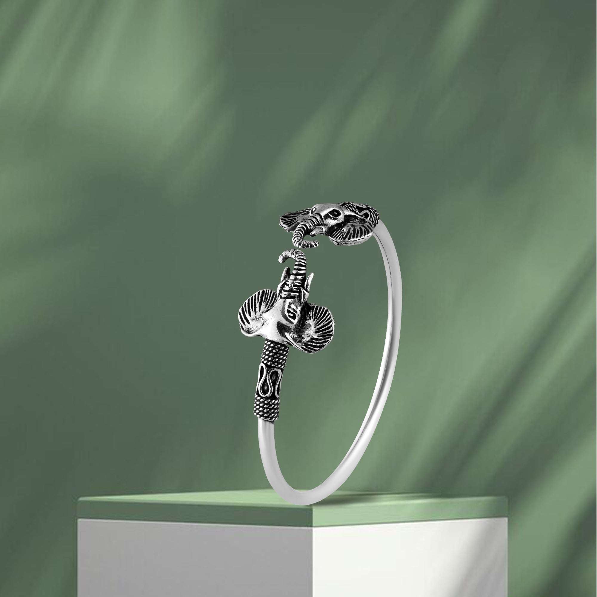 Elegant Elephant Oxidized Kada