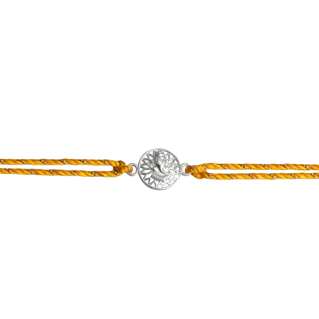 925 Silver Surya Ganesh Rakhi for Brother | Ganpati Rakhi with Radiant Sun Design | Sterling Silver Raksha Bandhan Thread of Wisdom and Light