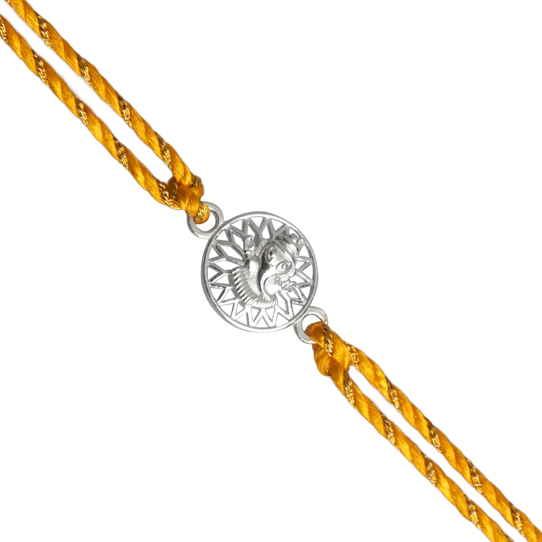 925 Silver Surya Ganesh Rakhi for Brother | Ganpati Rakhi with Radiant Sun Design | Sterling Silver Raksha Bandhan Thread of Wisdom and Light