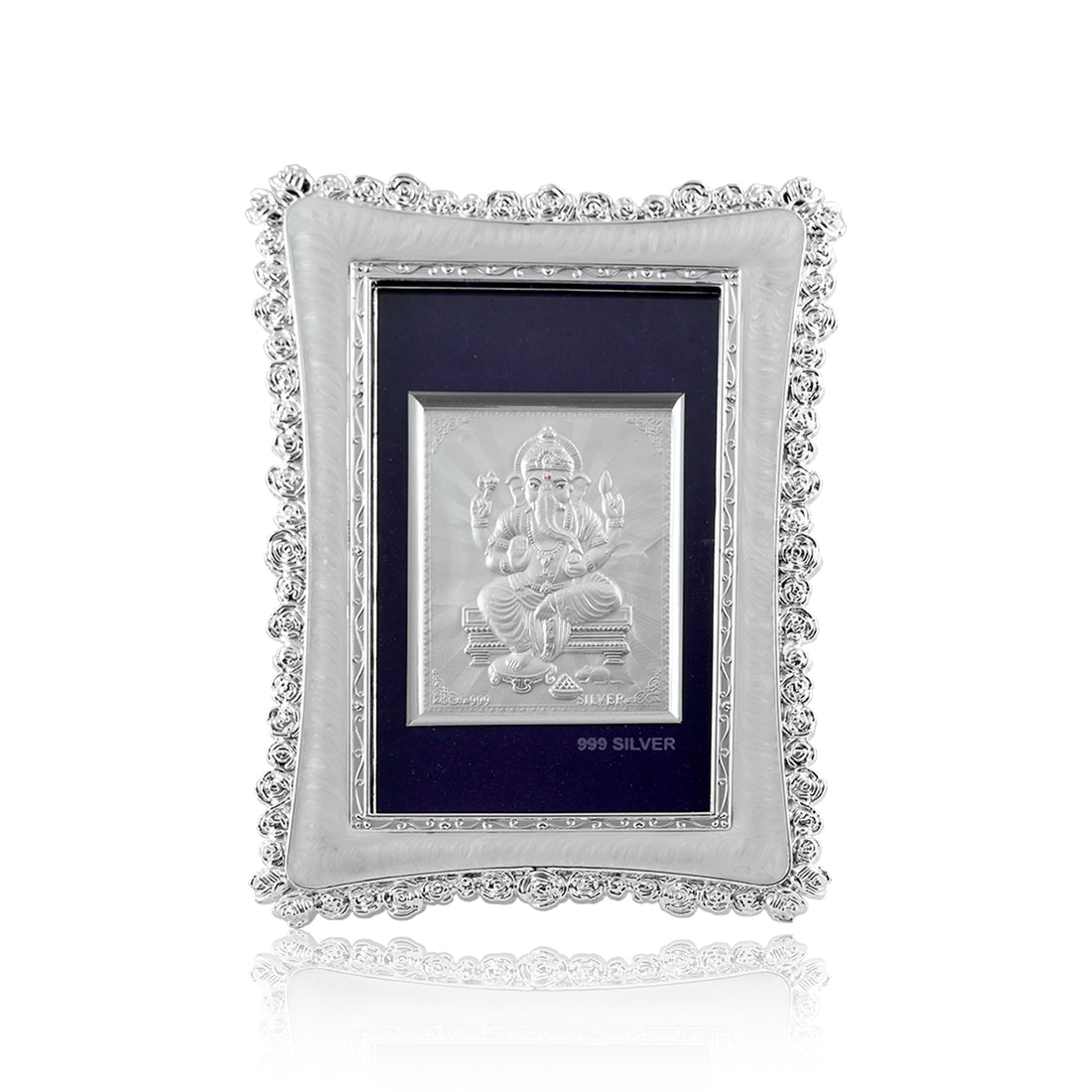 Tvish 999 Silver Ganeshji Metal Frame, L 6 x H 8 Inches
