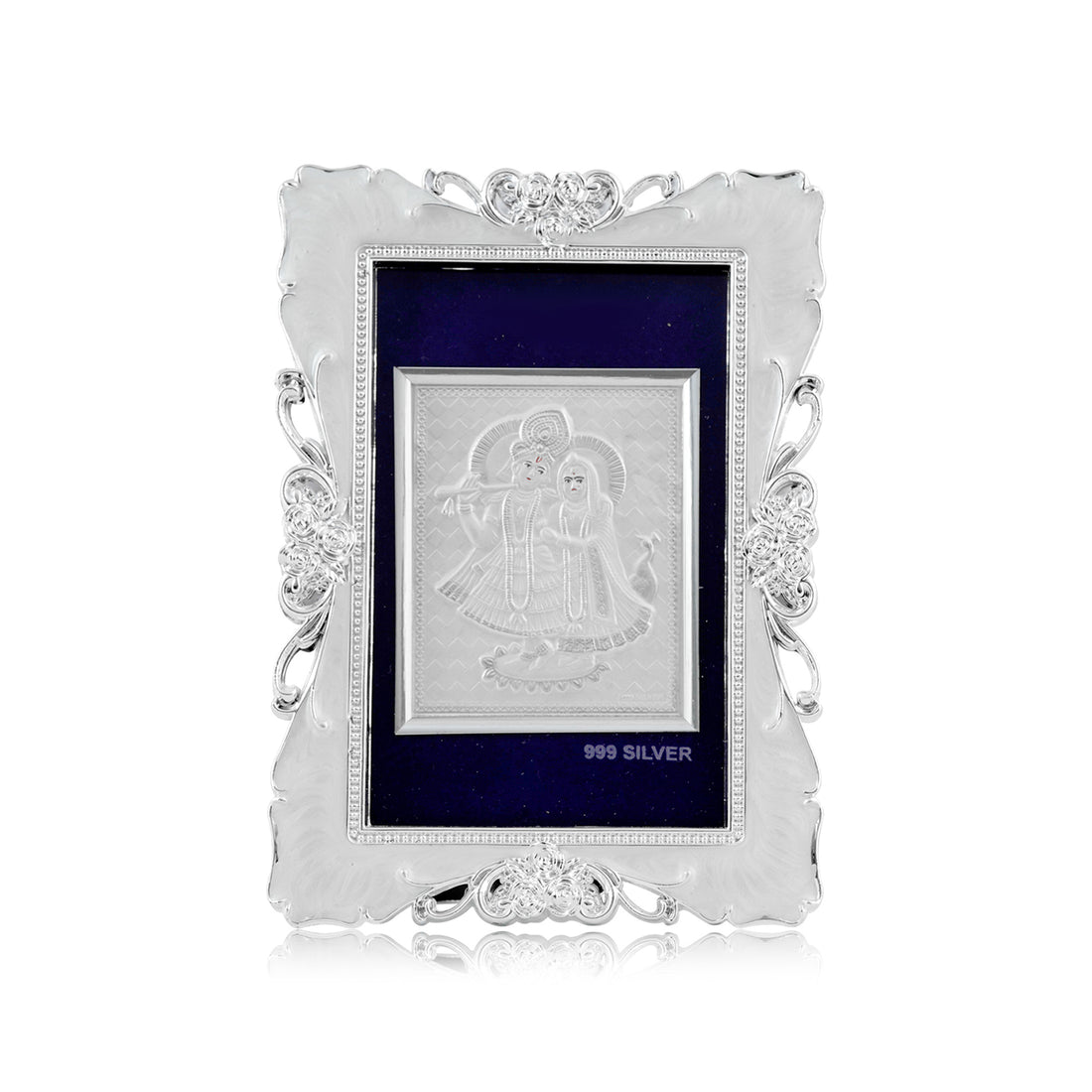 Tvish 999 Silver Radha Krishna Metal Frame, L 6 x H 8 Inches