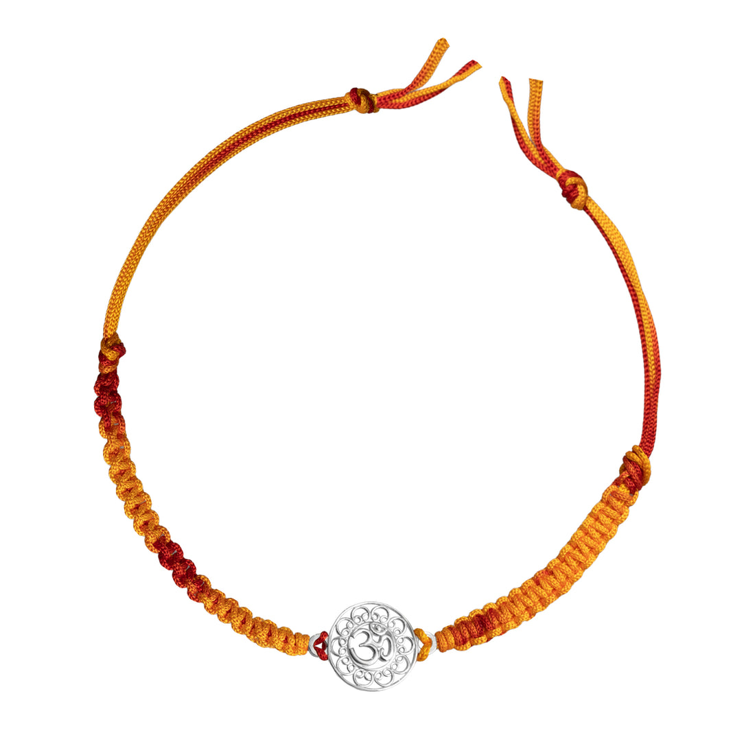 925 Sterling Silver Om Rakhi for Brother | Intricate Mandala Design with Yellow-Red Thread | Raksha Bandhan Special