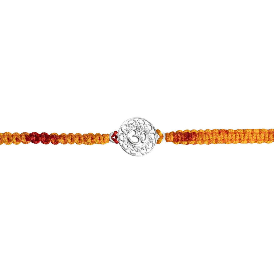 925 Sterling Silver Om Rakhi for Brother | Intricate Mandala Design with Yellow-Red Thread | Raksha Bandhan Special