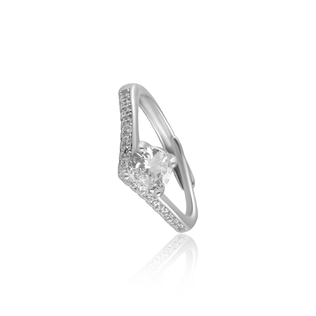 Shimmering Silver Solitaire Ring