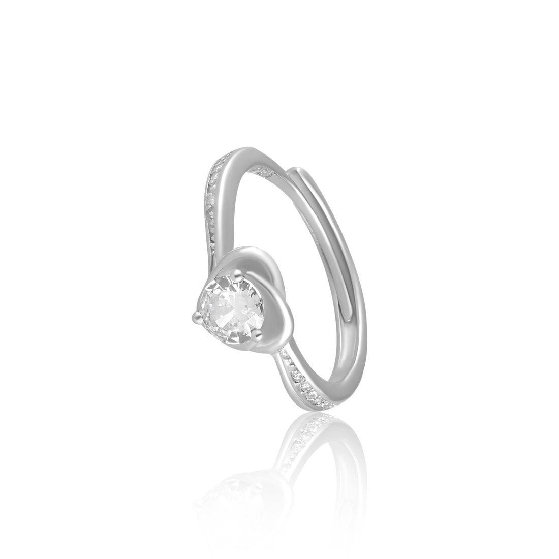 Silver Heart Diamond Ring