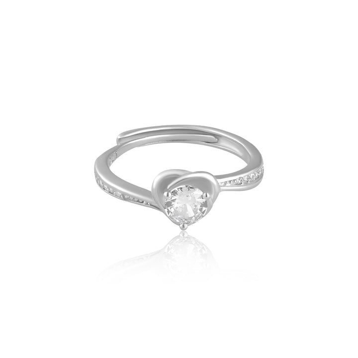 Silver Heart Diamond Ring