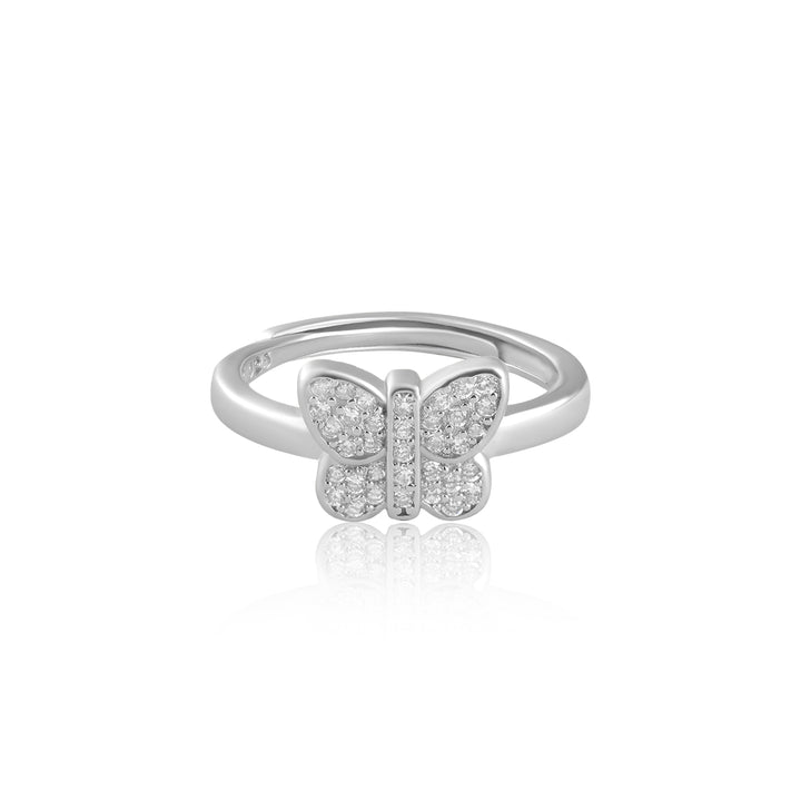 Silver Butterfly Diamond Ring