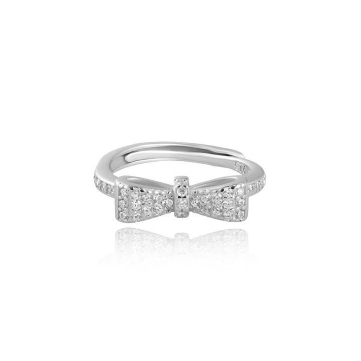 Silver Diamond Bow Ring