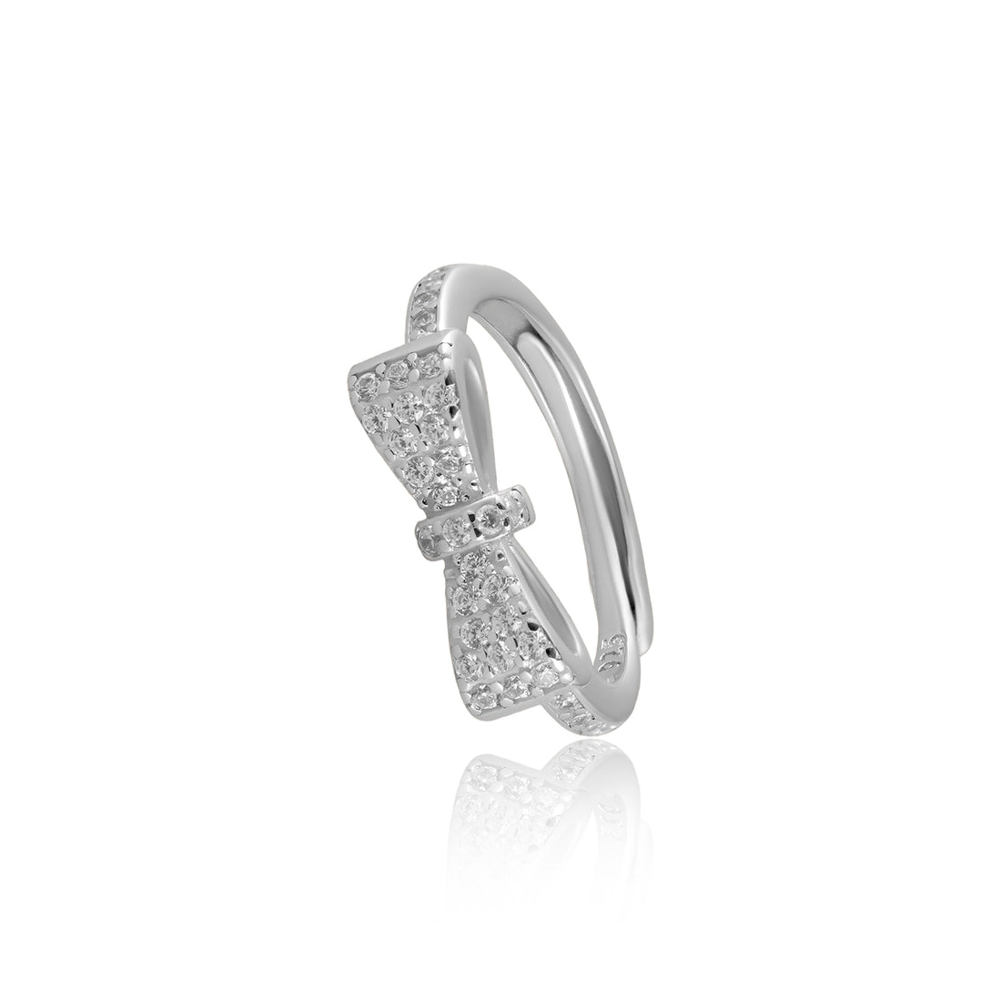 Silver Diamond Bow Ring