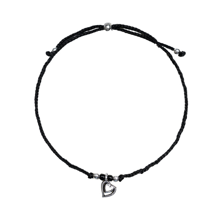Double Heart Oxidized Anklet
